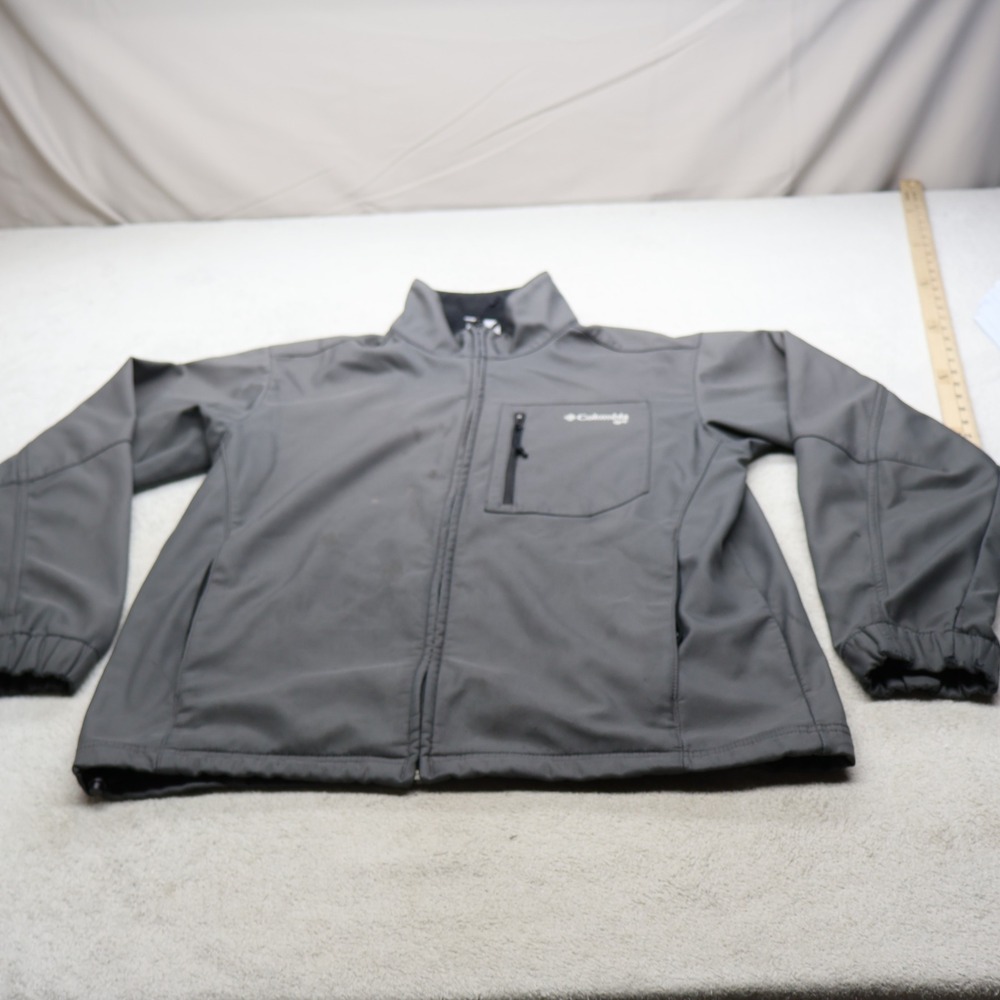 Columbia Jacket Mens Medium Black Softshell Ascender Full Zip Wind Rain Outdoor